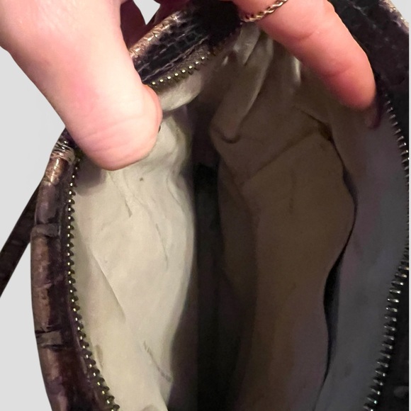 Brahmin Croc Embossed Leather Crossbody Bag Brown Melbourne Organizer Purse - Picture 6 of 9
